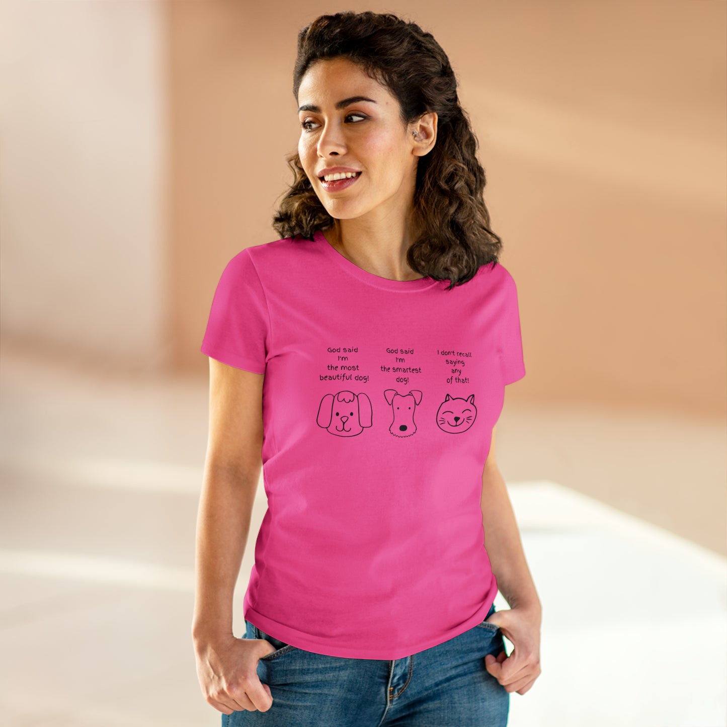 God said I'm the smartest dog! Women's Midweight Cotton Tee