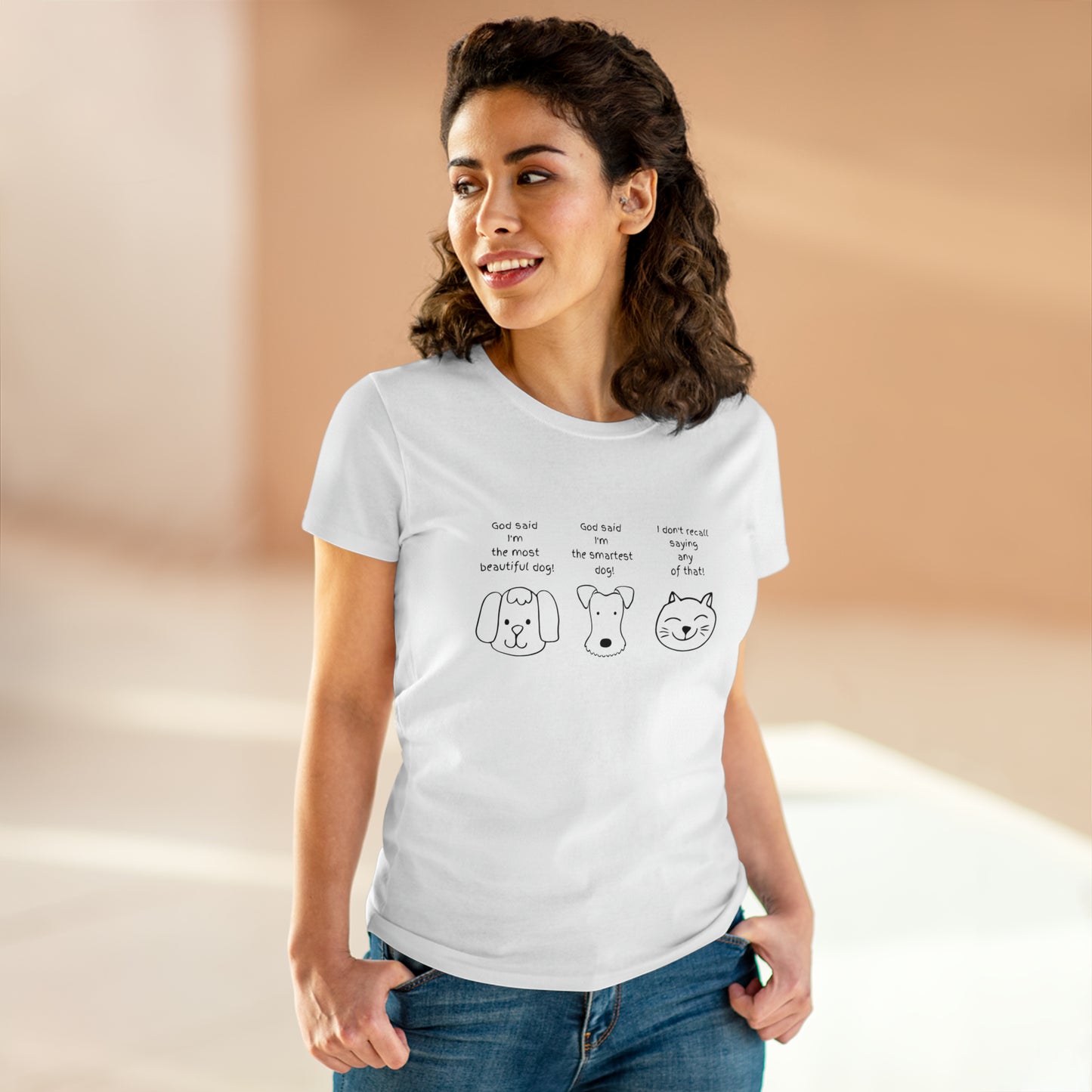 God said I'm the smartest dog! Women's Midweight Cotton Tee